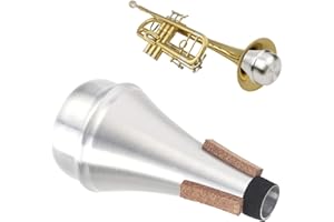 EULBEVOLI Trumpet Straight Mute,Lowering The Volume Does Not Affect The Pitch,Silver Aluminum Alloy Practice Mute Silencer,Lightweight Cork Strips Trumpet Cup Mute Musical Instrument,for All Kinds Of Trumpets