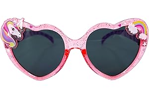 TANGDIAABBCC AFB Rainbow and Unicorn Children's Sunglasses 100 Percent UV Protection, Pink, 12.5 cm