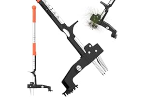 BPRTCRA Herramienta extractora de malas hierbas para jardín con mango largo ergonómico de 100 cm y 4 garras de acero inoxidable de alta resistencia, elimina fácilmente las malas hierbas sin doblar, tirar o