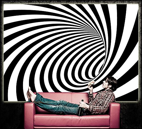 GREAT ART 3D Tunnel schwarz-weiß Wanddekoration – Wandbild Abstrakt Motiv XXL Poster (140 x 100 cm) - 8