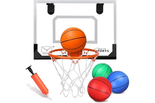 Ensemble de mini panier de basket-ball d'intérieur pour enfants et adultes, panier de basket-ball mural amélioré pour mur avec grand bord creux, jeu de panier de basket-ball avec 4 petites balles de