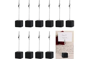 STOUCLA 10pcs Alligator Clips with Wooden Base,Memo Clip Holder,Crocodile Memo Clip for Pictures Card Paper Note Clip,Shop Display Price Tag,Black