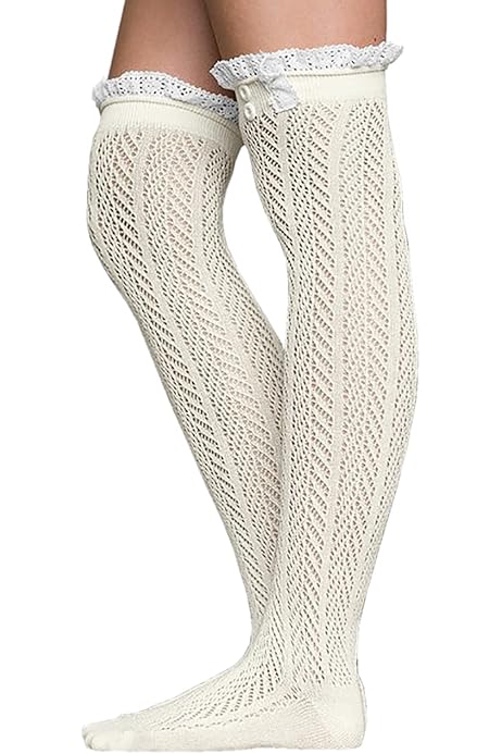 Dirndl Strümpfe Mit Häkelsplitze - Trachtenstrümpfe Für Oktoberfest - Damen