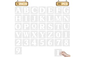 LYHURK Stencil, 36 stencil per alfabeto artistico artigianale, modelli di numeri in plastica riutilizzabili, stencil per lettere per dipingere su legno, parete, tessuto, roccia,lavagna,segnaletica (12.5 CM)