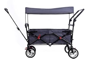 Fuxtec Chariot Easy Cruiser Gris, L'Original, Chariot de Jardin Pliable pour Enfants, Transport, Plage, Ville, Forêt, à Tirer ou à Pousser, Capacité De Charge 75 kg