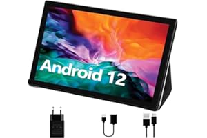 GOODTEL 2024 Tablette 10 Pouces Android 12 Processeur Octa-Core 4 Go RAM 64 Go ROM, Smart IPS, Batterie 8000 mAh, Appareil Photo 5 MP + 8 MP, WiFi | Bluetooth | OTG | Type C, Etui, Noir Profond