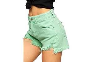 BOLF Mujer Pantalones Cortos Vaueros Denim Jeans Skinny Pantalón de Algodón Bermudas Estampados Verano Tejano Ocio Básicas Shorts Original Playa Estilo Diario Mix G7G