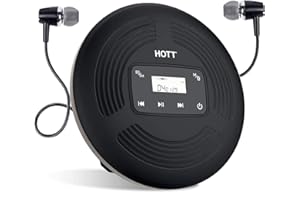 CCHKFEI Portable CD Player Bluetooth Rechargeable Walkman Personal CD Player with Bluetooth and FM Transmitter, Shockproof Touch Buttons and Backlight Display for Home Travel and Car