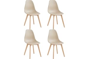 GrandCA HOME Sedia da Pranzo in Stile Nordico,Set di 4 Sedie con Gambe in Legno Massello, Adatto per Sala da Pranzo Soggiorno (Cachi)