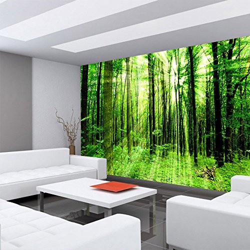 Fototapete Wald – ALLE WALDMOTIVE auf einen Blick ! Vlies PREMIUM PLUS – 200×140 cm – SUNLIGHT FOREST – Wald Bäume Sonnenstrahlen grün Ruhe – no. 061 - 6