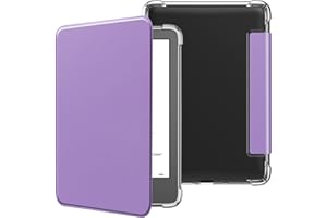 VOVIPO Case Clear Back With Cover for 6" All-New Kindle (11th Generation-2024/2022 Release), Ultra Slim Clear Soft Flexible Transparent TPU Back Cover with Auto Wake/Sleep-Light Purple