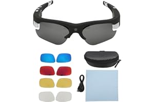CRYFOKT Okulary Przeciwsłoneczne Wideo HD 1080P, Okulary do Kamer Akcji Kamera do Nagrywania Wideo Z 4 Parami Soczewek, Obsługa Pamięci 256G, Kamera do Inteligentnych Okularów Do Jazdy na Rowerze Polowania