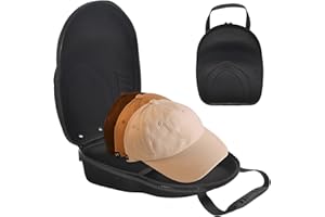 Cleminsta Boîte de Rangement pour Casquettes et Chapeaux de Baseball, Étui Rigide pour Chapeaux, Sac de Transport Rigide en EVA avec Poignée pour 6-7 Casquettes -Noir