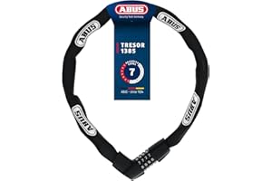 ABUS Serrure à chaîne Tresor 1385 - Serrure à Combinaison en Acier trempé - chaîne carrée de 7 mm d'épaisseur - Niveau de sécurité 7-110 cm - Noir