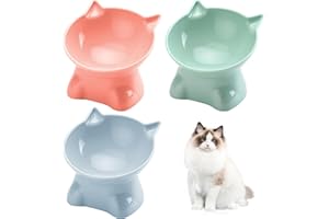 Chedin: Podwyższona Miska dla Kota z Nachyleniem 15°, Miska na Karmę i Wodę, Idealna dla Zwierząt Domowych, Kotów i Szczeniaków (3p, Jednokolorowa)