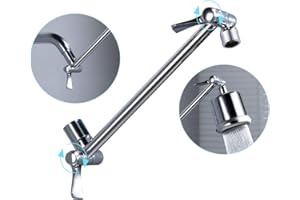 Tecmolog Brass Shower Extender Arm 11 Inch Height & Angle Adjustable Shower Head Extension Arm Chrome with Lock Joints, HPF022