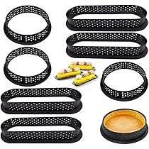 8 Anelli Per Crostate Forati GIAK - Rotondi E Ovali, Antiaderenti, Con Pennello Silicone