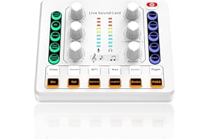 YUNSEITY Live Sound Card, Mini Audio Mixer Board for PC Computer Phone, Voice Changer Sound Card for DJ Mixer, Podcast