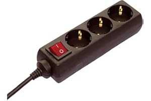 as - Schwabe 11362 3-Drogowe Listwy Nasadowe z Przełącznikiem, IP20, 230 V/16 A, Kabel 1,4 Metra, Czarny