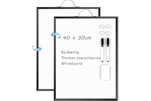 ARCOBIS Magnetisch Whiteboard Klein Wand,40x30 White Board Tragbares Doppelseitiges Magnettafel, Hängendes Mini-Trockenabwisch-Board für To-Do-Listen, Zeichnen