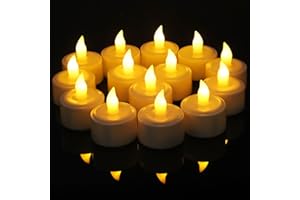 EuroFone Lot de 24 bougies chauffe-plat électriques sans flamme vacillante à piles pour mariage, table, festival, Halloween, décorations de Noël Jaune