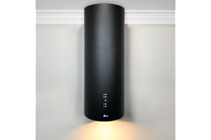 GURARI Ö huva GCH I 385 36 BL Prime, rund ö köksfläkt 36 cm, svart, takhuva, 1000 m³/h, 4 nivåer, display, LED-lampor
