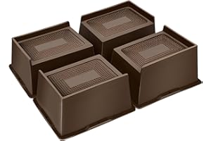 MixDora Bed Risers 3 Inch Rectangular Furniture Risers L-Shape Anti-Slip Sofa Risers for Couches Table Chair 4 Pack Dark Brown (Dark Brown, 3 Inch)