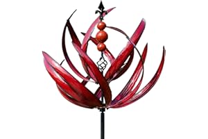 ARSBORUI Éolienne de jardin, 3D Harlow Wind Spinner, en métal pour cour et jardin, sculptures à vent et toupies, éolienne cinétique avec piquet pour terrasse, pelouse et jardin