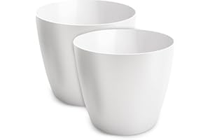 ‎TULMERO TULMERO Blumentopf matt, Pflanzkübel aus Übertopf Kunststoff Dekorativer Topf für, groß und klein Pflanzen, 2er-Set blumenkübel, blumenkübel kräutertopf, (2 Pack) Weiß, ø 9.5 cm