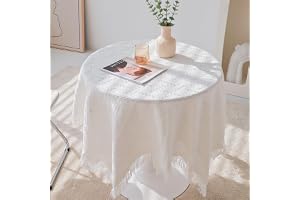 White Square Small Tablecloth, Cotton Linen Wrinkle Resistant Washable Tablecloth for Bedside Coffee Tea Table Tables Tea Carts, Picnic Table Decorations (35 x 35 inches)