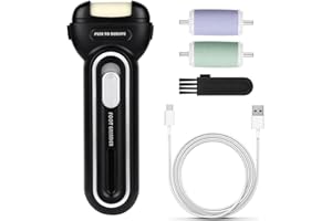 JOYMY Elektrischer Hornhautentferner,Hornhautentferner mit 2 Ersatzrollen Hornhaut Entfernen Fuß,2 Geschwindigkeiten Extreme Hornhaut Entfernen Fuß, Hornhautraspel Fußpflege für Füsse (Schwarz)