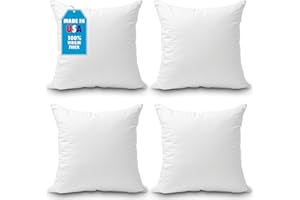 Foamily Throw Pillows Insert Set of 4 - 20 x 20 Insert for Decorative Pillow Covers - Made in USA - Bed and Couch Sham Filler @ M&A STYLES LTD