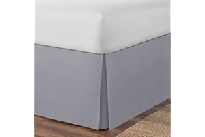 AmigoZone Mantovana plissettata in percalle di cotone tinta unita (grigio, super king)