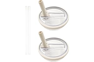 PABBYEEY 2 Stück Ersatzdeckel für 40oz Becher,Ersatzdeckel Deckel für Stanley Cup Zubehör,Wiederverwendbare Auslaufsichere und Staubdichte Tumbler Abdeckungen mit Trinkhalmen (Weiß)