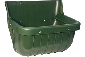 Kerbl Mangiatoia per bovini e cavalli (trogolo in plastica infrangibile, con protezione anti-espulsione, dimensioni 42 x 32 x 30 cm, capacità 15 litri) 32582, verde