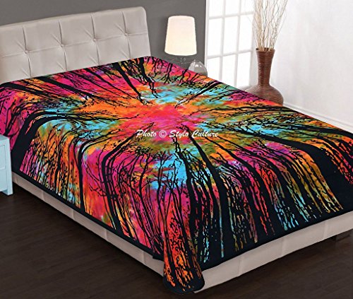 Stylo Kultur Wald Baum Mandala Tapisserie Baumwolle Multi Farbe Twin Gedruckt Psychedelic Wand hängen - 2
