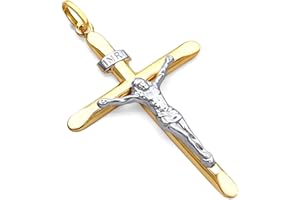 PRINS JEWELS Bicolor Anhänger Kreuz Mit Jesus 18 Karat 750 Gelbgold Weißgold Unisex