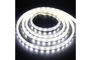 XUNATA 2m Strisce LED 220V e alimentatore, 5050 60LED/m, IP65 Impermeabile, Flessibile Striscia a LED per Scaletta Tetto Cavi da Cucina Decorazione- Bianco