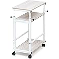 Livzing 3 Tier Height Adjustable Computer Tower Stand Under Desk Printer Holder Cart with Rolling Wheels Metal CPU Stand Mobile PC Stand with Locking Caster Suitable for Office Home-White