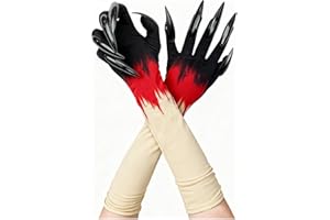 Rimtpuz Halloween Lange Pfotenhandschuhe mit Gruseligen Nägeln – Elastische Gespenst-, Teufel- & Katzen-Krallenhandschuhe – Cosplay & Halloween Kostüm Zubehör
