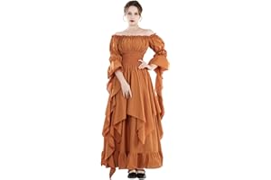 CR ROLECOS Women's Renaissance Dress Retro Victorian Medieval Long Dress Gothic Dress