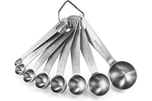 Łyżki miarowe: U-Taste 18/8 miarki ze stali nierdzewnej Zestaw 8 sztuk: 1/8 łyżeczki, 1/4 łyżeczki, 1/3 łyżeczki, 1/2 łyżeczki, 3/4 łyżeczki, 1 łyżeczka, 1/2 łyżki & 1 łyżka