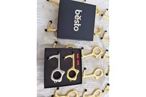 BESTO No Touch Key Ring Door Opener - Contactless Door Opener Tool and Door Closer to Open Door Handles, Easy to Carry Copper Key Chain, EDC Stylus & Button Pusher Smart Safe Key