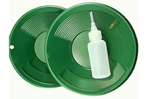 MAKE YOUR OWN GOLD BARS Lot of 2-8 Gold Pans w/Bottle Snuffer-Panning Kit-Duel Riffles-Mining