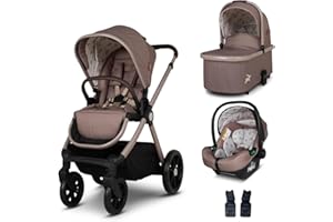 COSATTO Giggle 4 Travel System - 3 in 1 Travel System, 0-25kg Approx. 4 Years Old, Compact Fold, Pram, Pushchair, Carrycot, Seat Unit, i-Size Group 0+ Infant Carrier Car Seat & Raincover (Lollop)