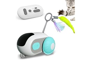 EPROICKS Giocattolo Elettrico per Gatti con Telecomando, Mouse e Palla Intelligente Interattiva, 2 Modalità, Regalo (Blu)