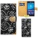 Produktbild Sony Xperia M5 Handy Tasche, FoneExpert® Bling Luxus Diamant Hülle Wallet Case Cover Hüllen Etui Ledertasche Premium Lederhülle Schutzhülle für Sony Xperia M5 (Schwarz)