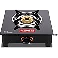 Hindflame 1 Burner Pixel Black Toughened Glass LPG Cooktop, Manual Ignition Gas Stove with 1 Year Warranty (ISI Approved) (1 Burner)