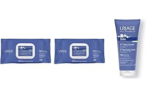 PARAVOSTRA Uriage | Lingettes Nettoyantes lot de 2 paquets + 1ère Crème Lavante 200ml OFFERTE | Nettoie et Apaise | Nourrit la peau