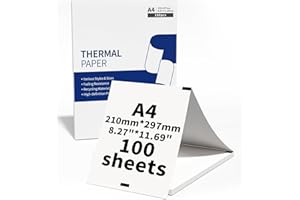 LABELCENTER M08F Papier Thermique A4 Compatible Avec M08F,M832,M833 Imprimante,Compatible Avec Imprimante Thermique Phomemo M08F,Papier Pour Imprimante Thermique,8.27"X 11.69"(210X297mm),100 Feuilles